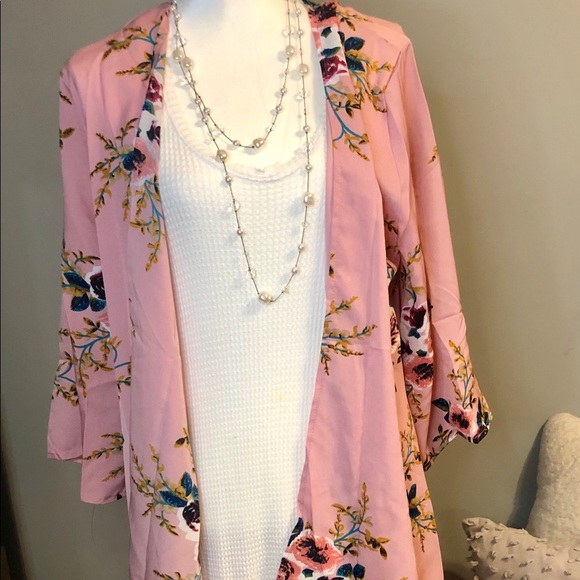 Floral Kimono with 3/4 Sleeves - Picture 8 of 11